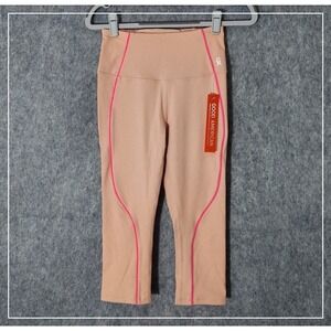 Good American Leggings 0 Pink Cropped High Rise Pocket Athleisure Gym Piped 20"